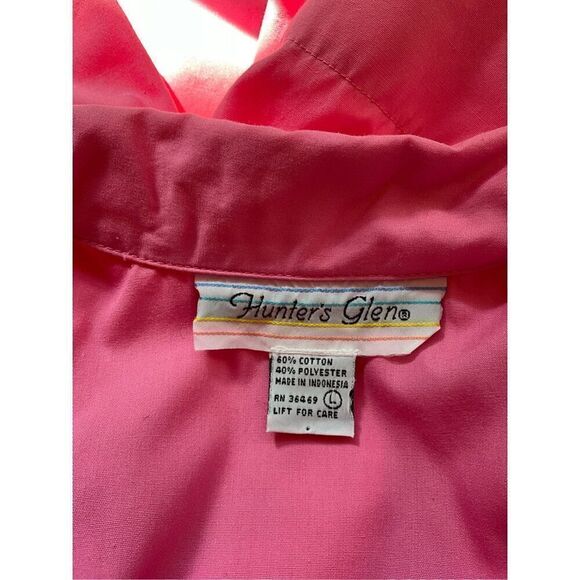 Hunters Glen Womens Large Button Front Shirt Pink Chest Pockets 3/4 Sleeves - Picture 13 of 15